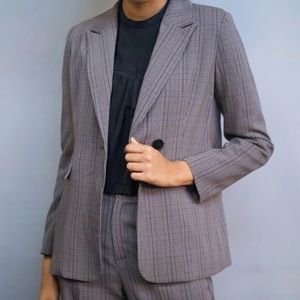 Plaid Single Button Blazer